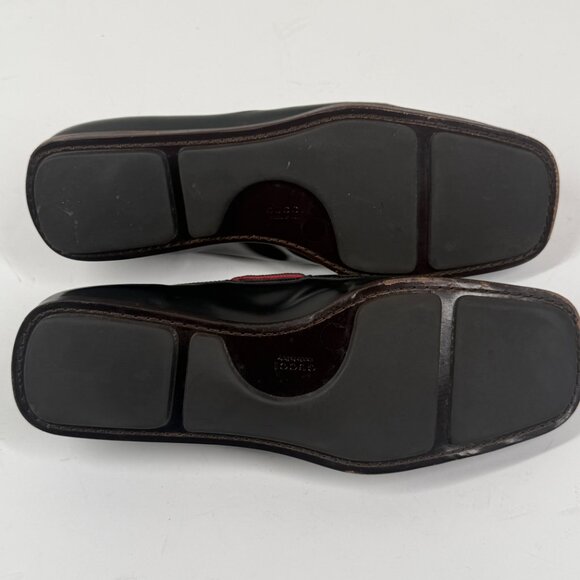 Vintage Gucci Loafers Web Detail Black Leather Slip-On Made in Italy Size 7 - Picture 12 of 15